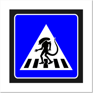 Alien Crosswalk Sign 3 Posters and Art